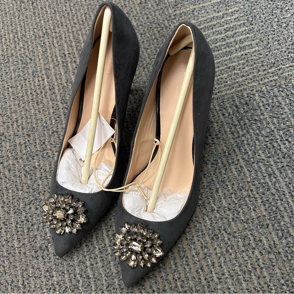Rhinestone gray heels